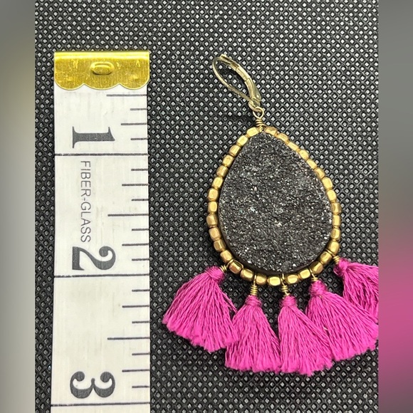 Panacea Black Drusy Geode purple tassel dropearrings - Picture 8 of 8